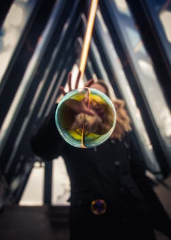Creative shot of a colorful lensball reflection with blurred background in Tallinn.