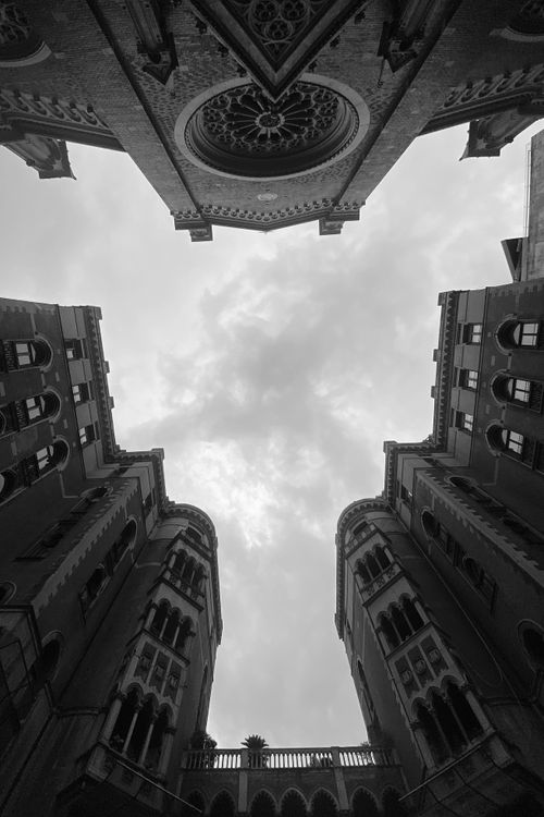 Free Low angle black and white view of St. Anthony of Padua Church in Istanbul Stock Photo