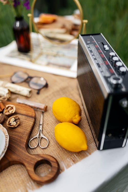 Lemons and Radio on Table