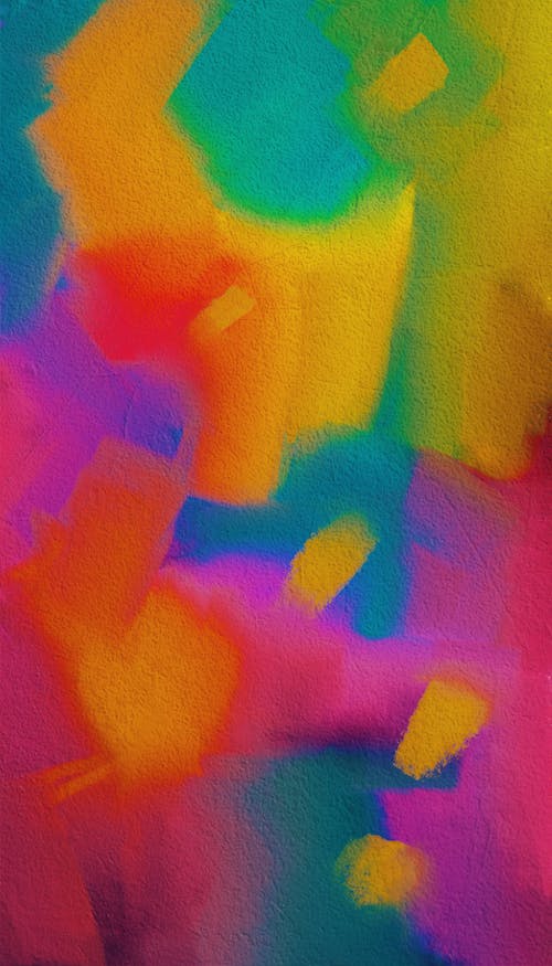A colorful abstract painting on a gray background