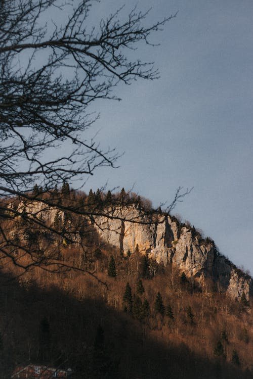 analog photo of rock mountain