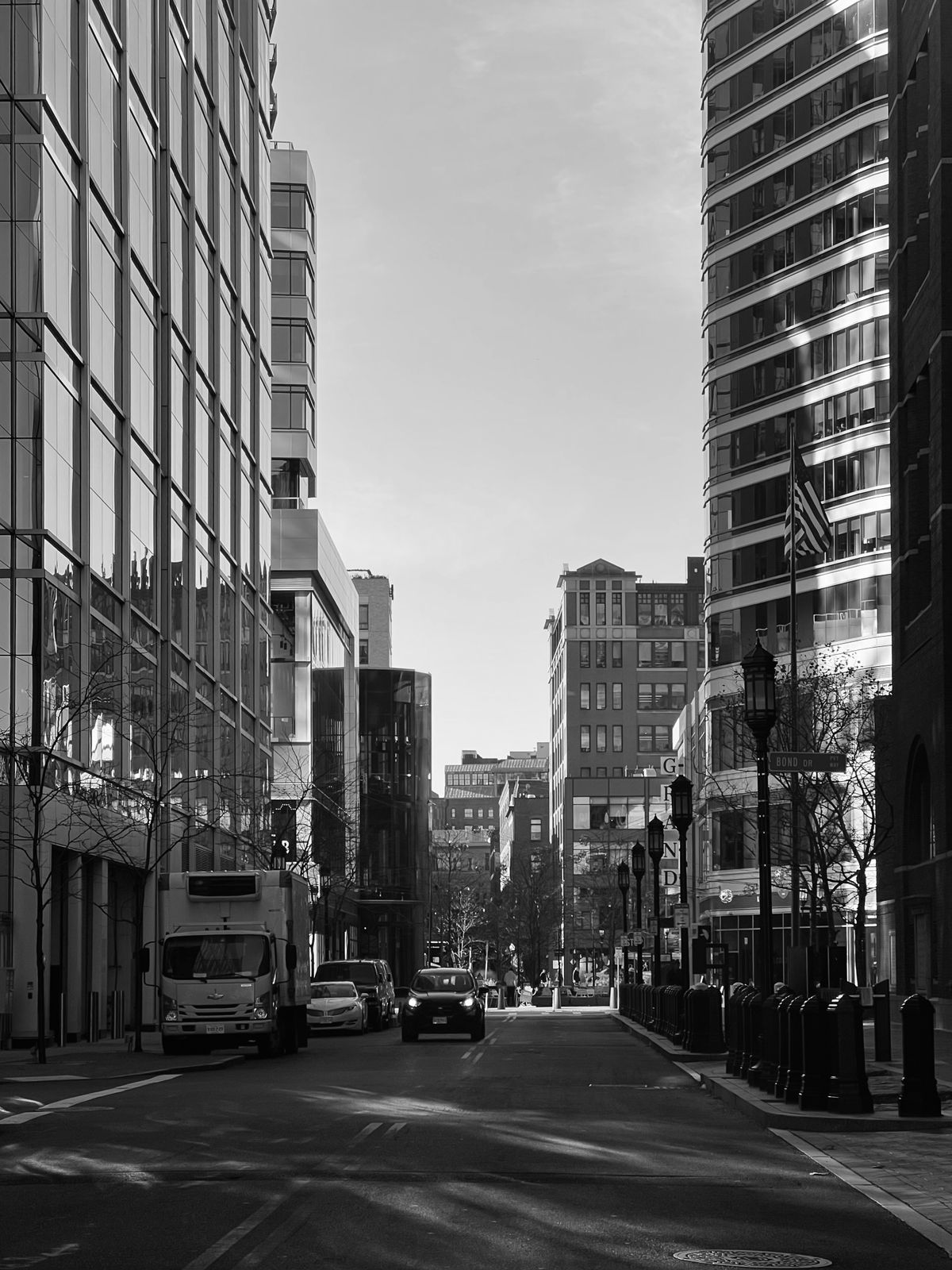 Black and White Urban City Street with Cars · Free Stock Photo
