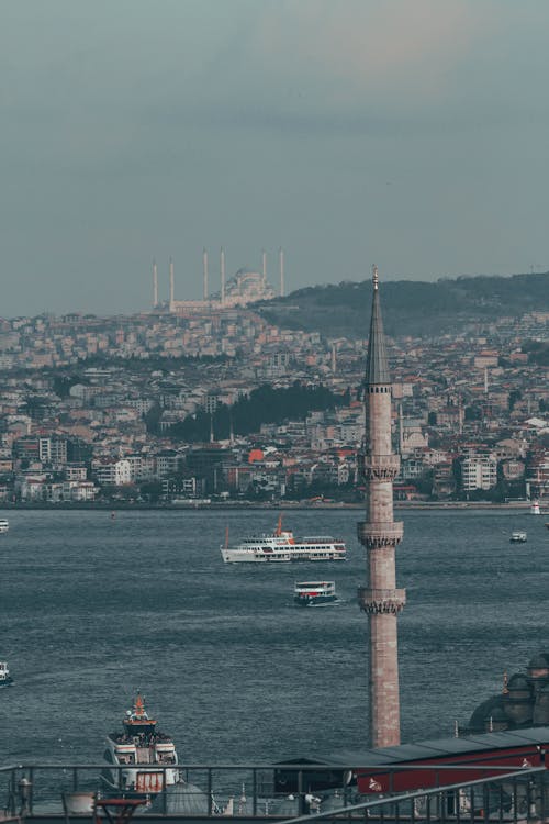 A view of the city of istanbul with a mosque in the background