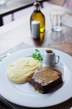 With Gravy Meatless Swiss Steak — kidney-friendly food