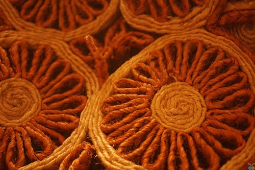 Оранжевый Вязаный Крючком Текстиль