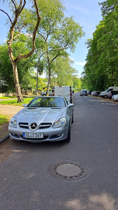 Imagine de stoc gratuită din autoturisme, cer frumos, masina de argint