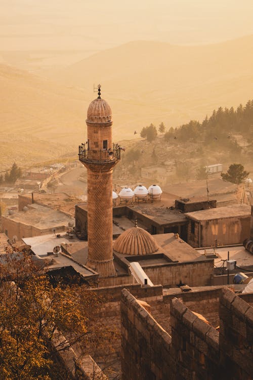 The view of a mosque in the mountains