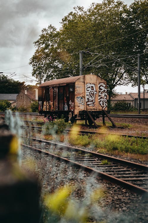 Brown Train On Railway