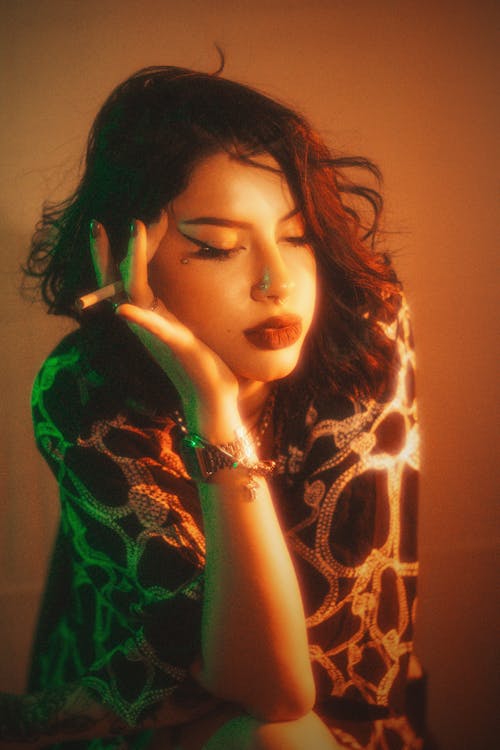 Studio Shot of a Young Woman in Mixed Lighting 