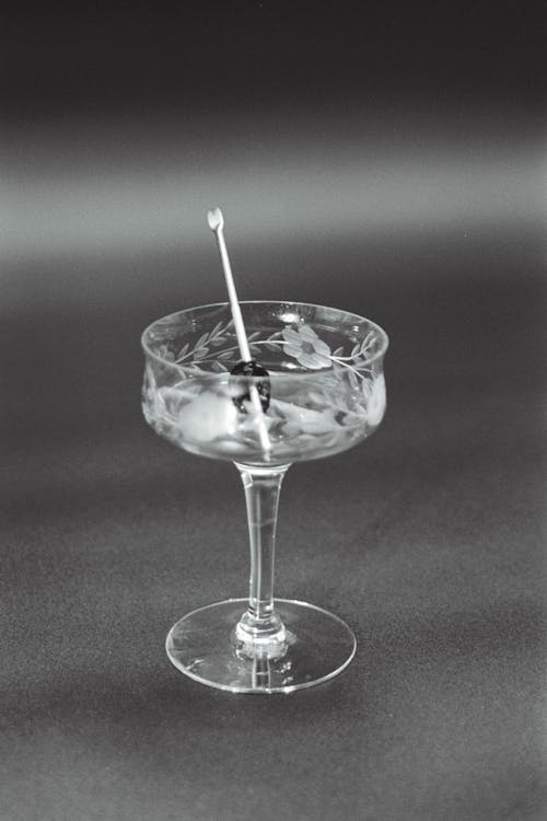 Glass of Drink in Black and White