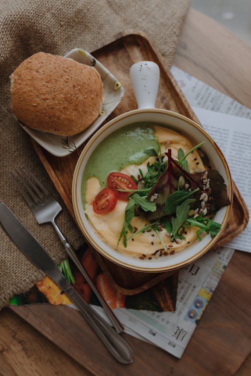 Cream Soup in Bowl on Tray