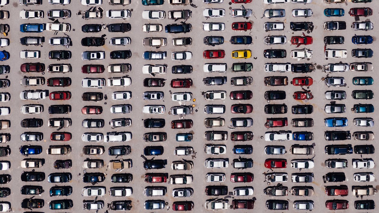 Free Aerial View of Parking Lot Stock Photo