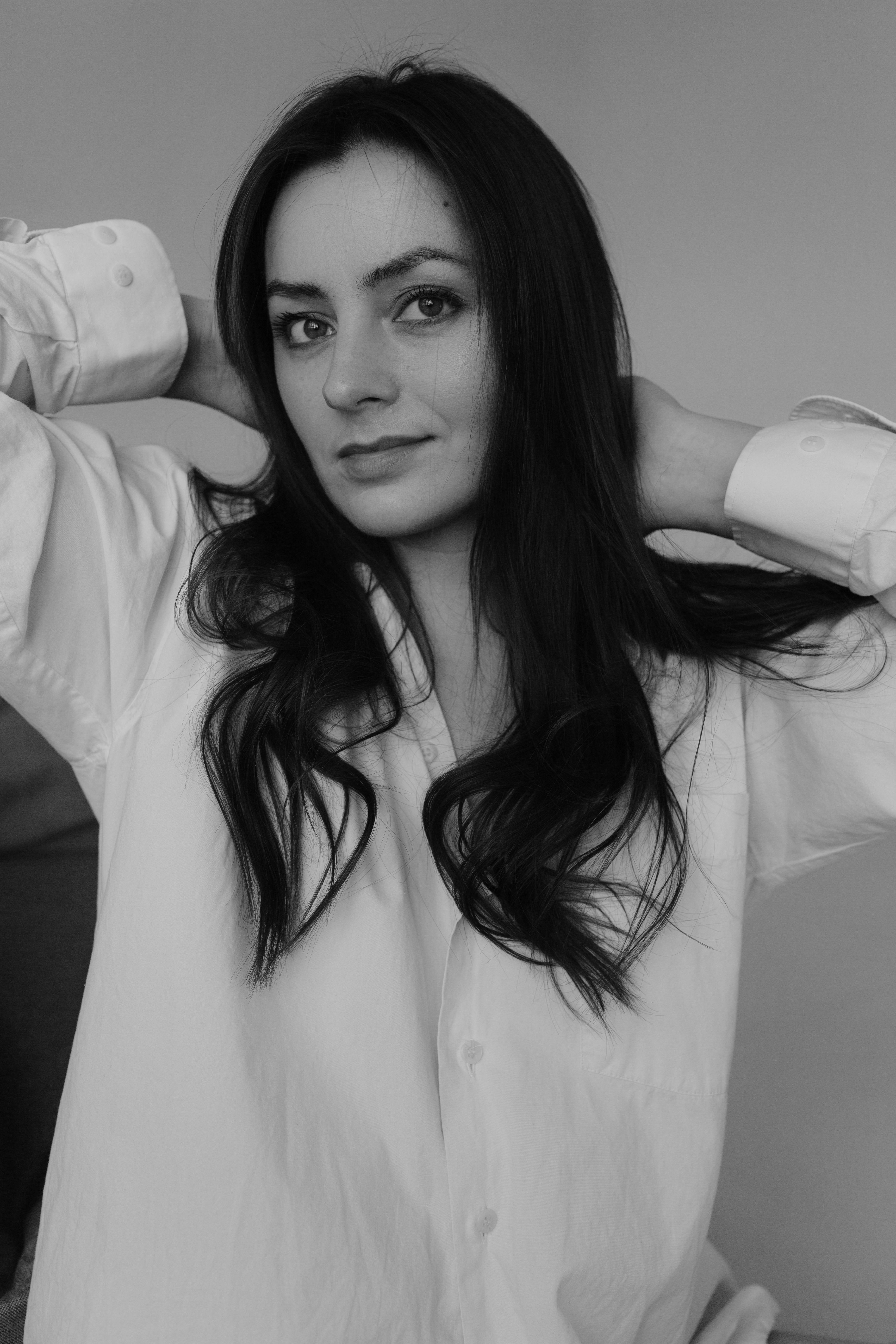 Portrait of Woman in Shirt in Black and White · Free Stock Photo