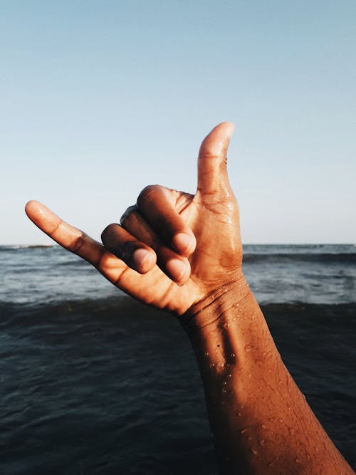 Free Person's Right Hand in a Y Sign Stock Photo