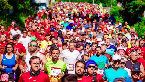 Crowd of Male and Female Runners