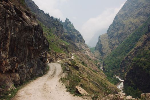 Explore the rugged landscapes and scenic views on the Annapurna trail in Nepal.