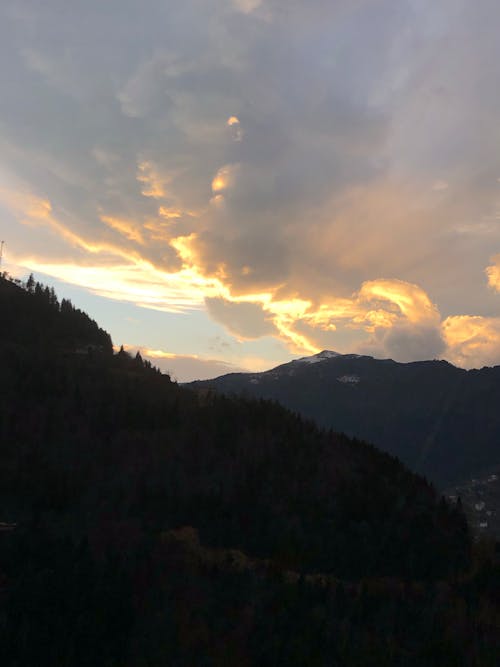 구름 풍경, 노을, 산의 경치의 무료 스톡 사진
