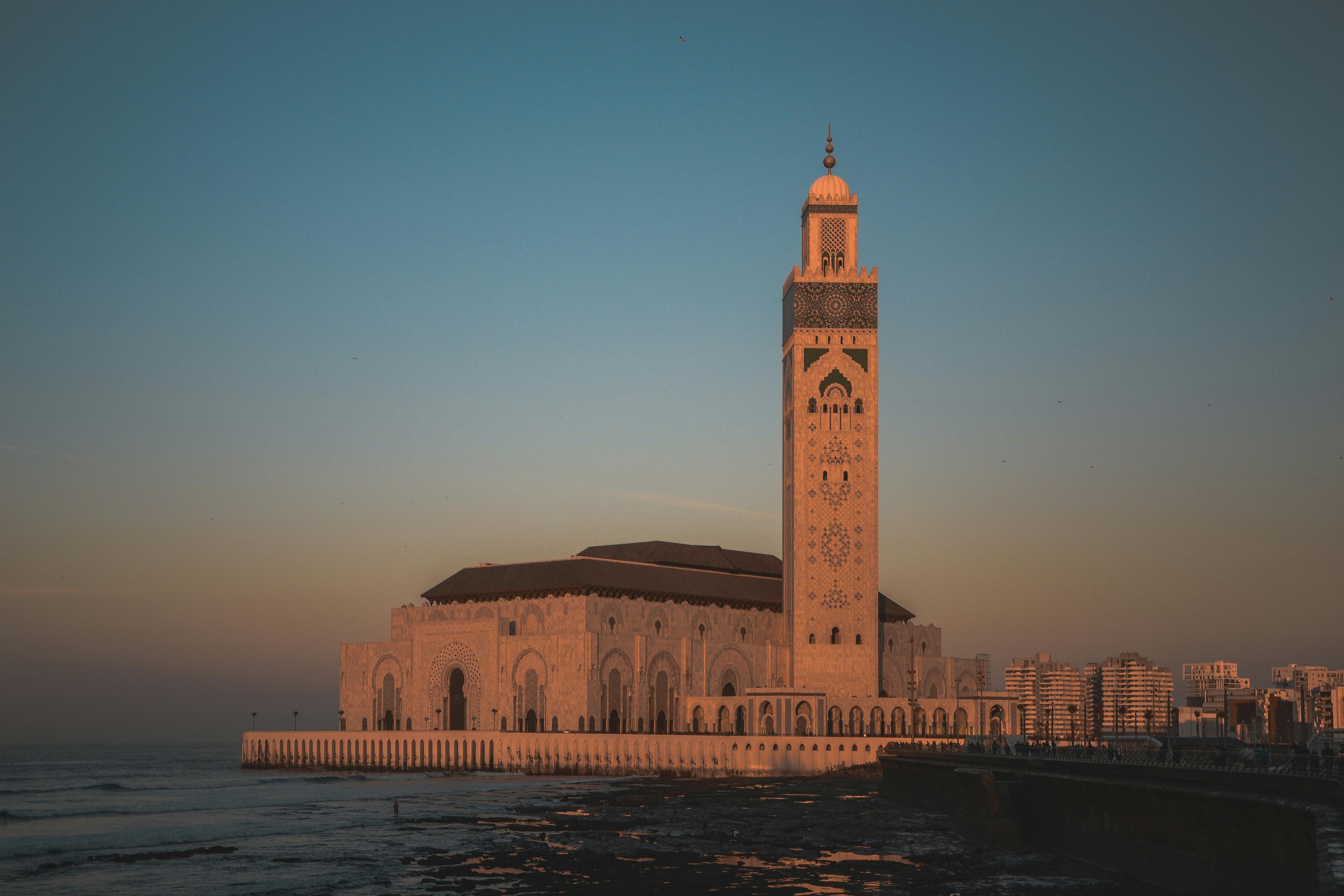 Architectural Photography Of Hassan Ii Mosque Free Stock Photo