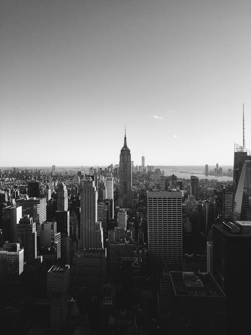 Gratis Foto Grayscale Dari Pemandangan Kota Kota New York Foto Stok