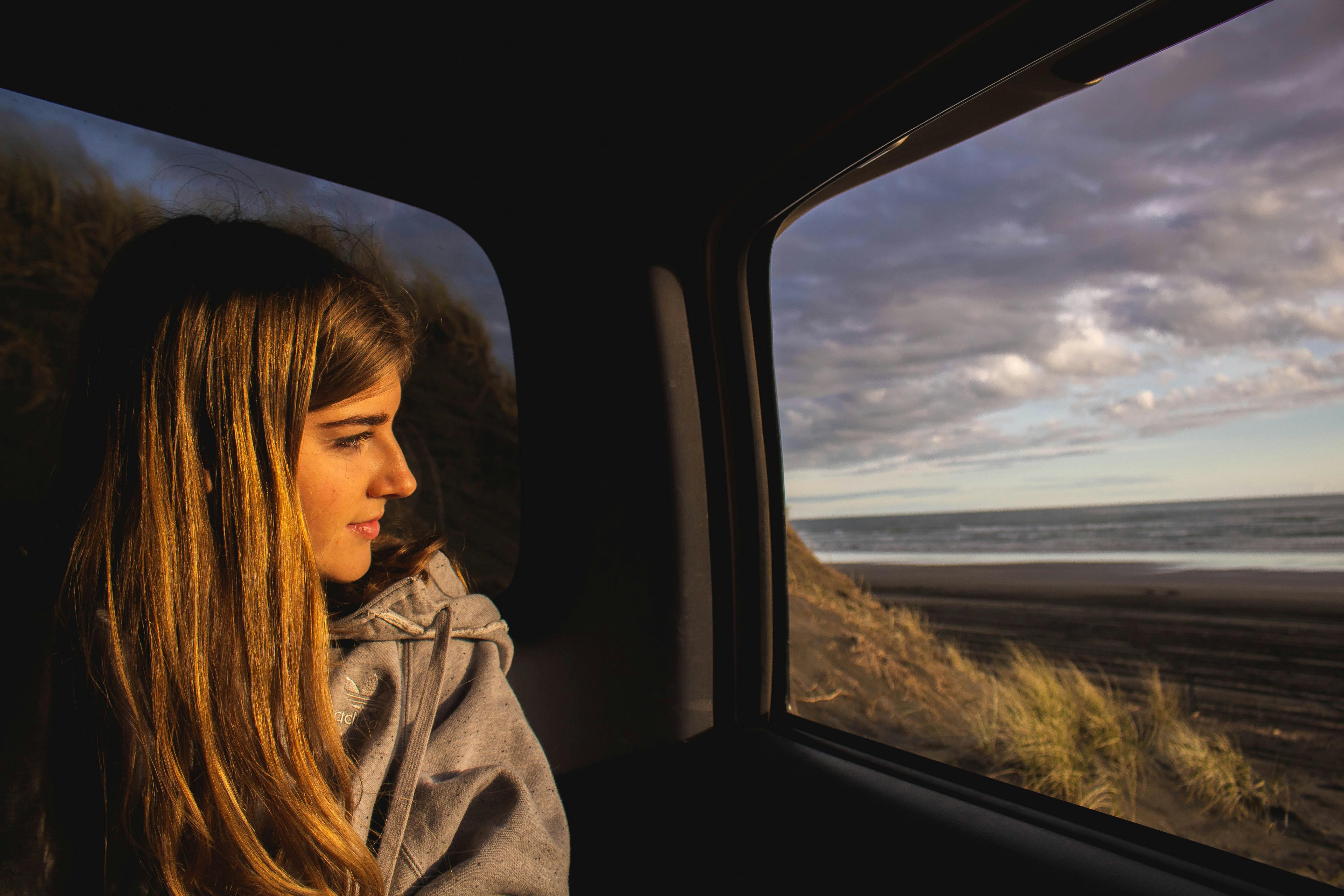 woman in vehicle