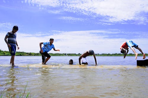 gratis Groep Jongens Duiken In Water Stockfoto