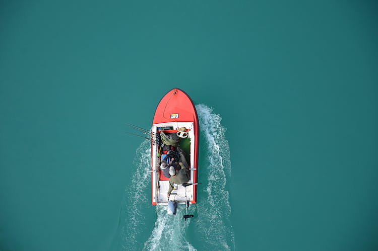 Aerial View Of Fisherman On Boat