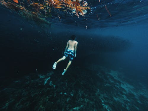 Mann, Der Unter Wasser Schwimmt