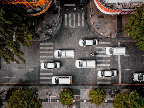 Top View Photo of Cars on Road