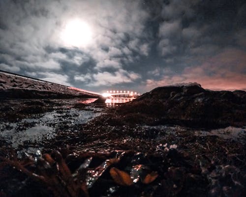 Photo of Lighted Bridge Under Clouds