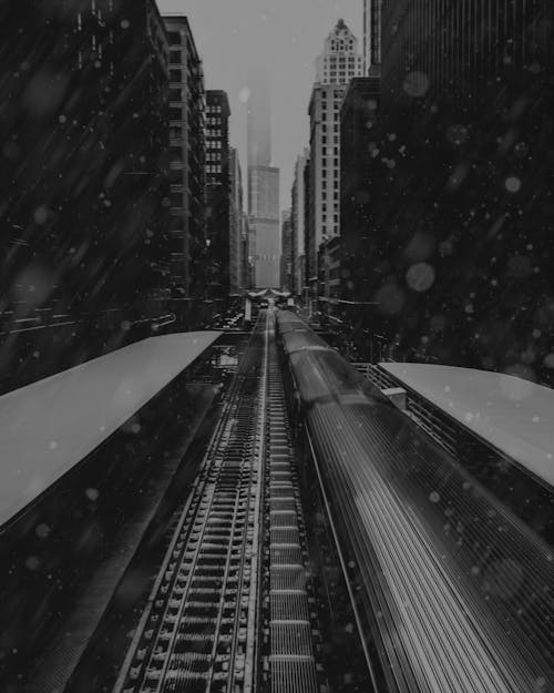 Grayscale Photography Of Train