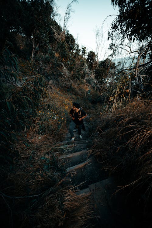 Man Taking Stone Stairs