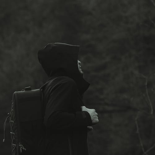 Free Monochrome Photo of Person Wearing Black Jacket Stock Photo