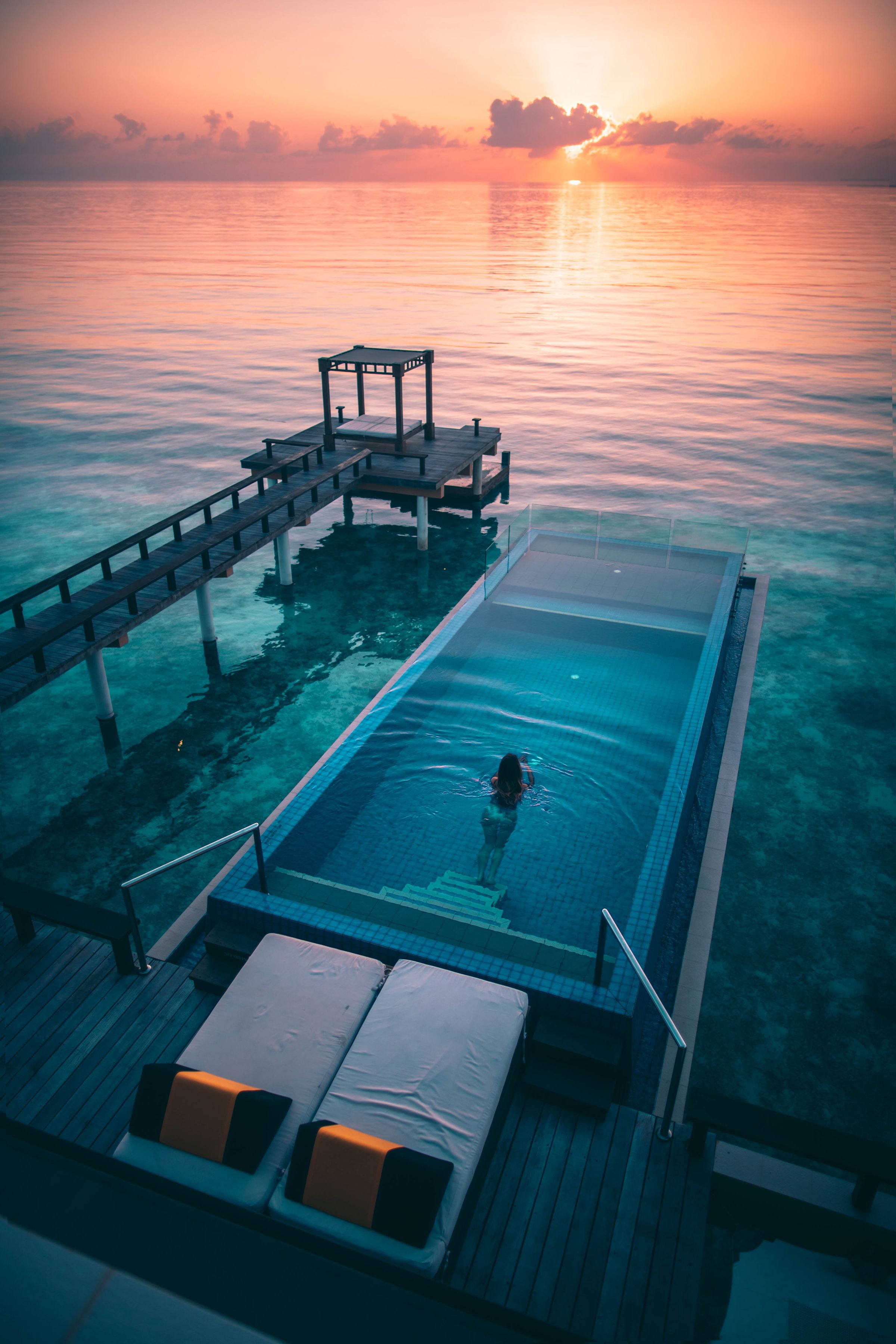 Luxury resort ocean sunset
