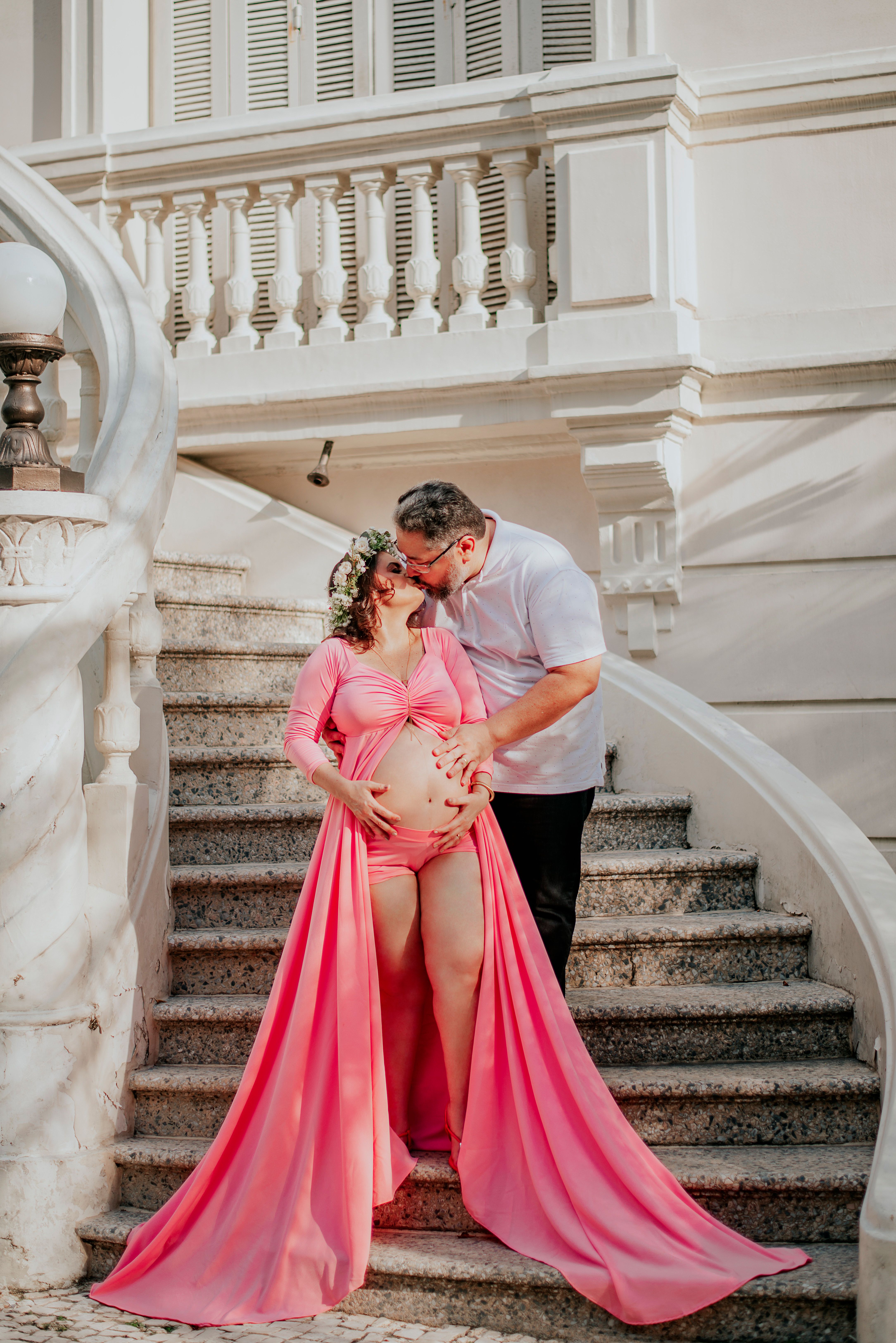 strapless open back dress Fuchsia Pink Maternity Gown for Photo Shoot and Baby Showers