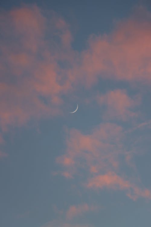 Free stock photo of moon, sunset color, sunset view