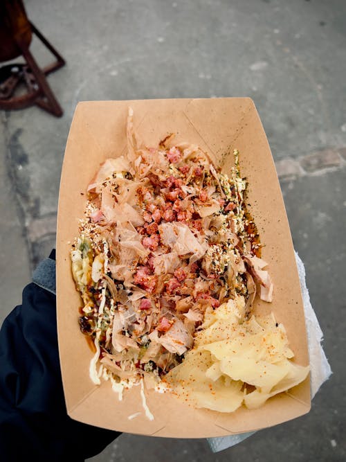 japon sokak yemeği, Japon yemeği, okonomiyaki içeren Ücretsiz stok fotoğraf