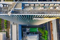 从摩天大楼屋顶俯瞰城市，展示城市建筑与环境