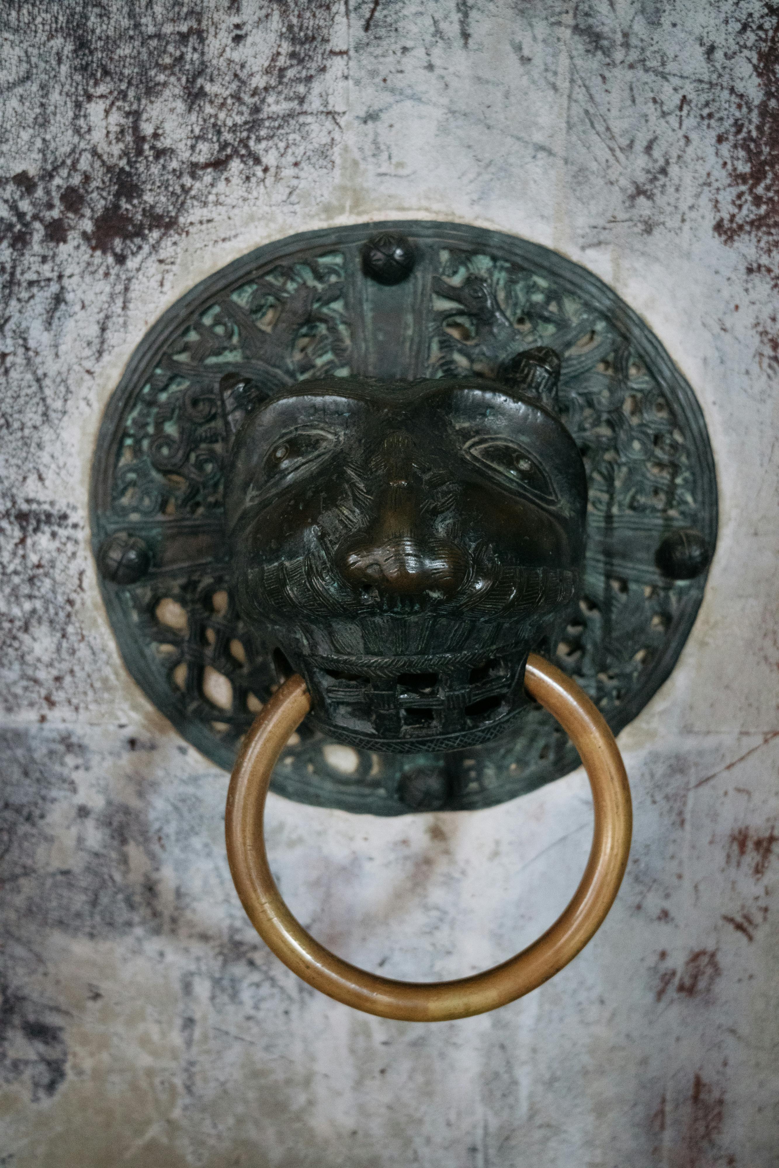 close up of a door knocker