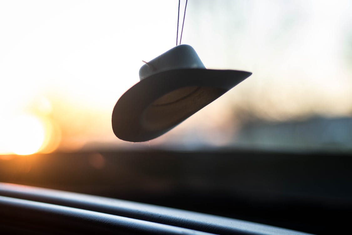 Free White Fedora Hat Hanged during Golden Hour Stock Photo