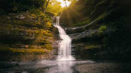 Zeitrafferfotografie Des Wasserfalls