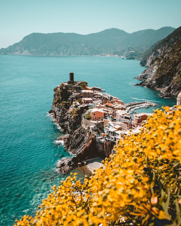 Ücretsiz İtalya'da Cinque Terre'nin Hava Fotoğrafı Stok Fotoğraflar