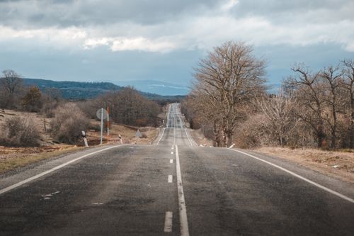 Free stock photo of clouded sky, landscape, road Stock Photo