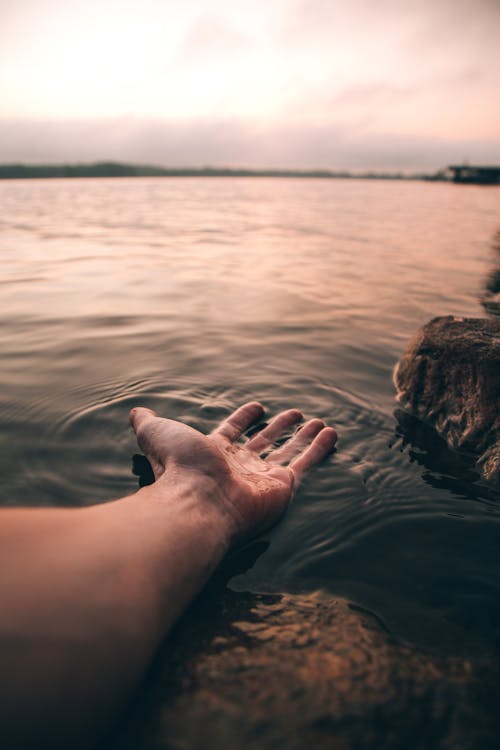 Free Person Holding Water Stock Photo