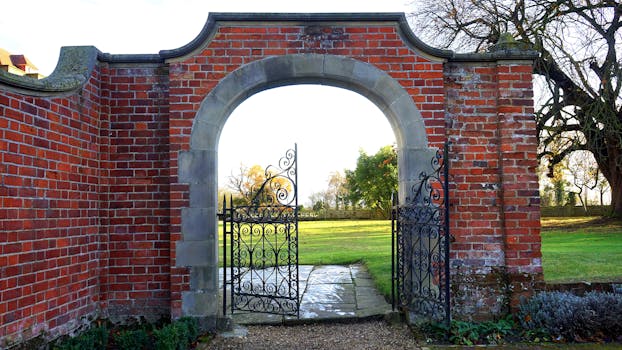 Free stock photo of bricks, wall, garden, trees
