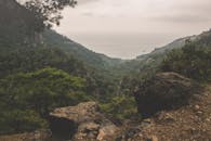 薄雾笼罩的山谷、茂密的森林和遥远的海景尽收眼底