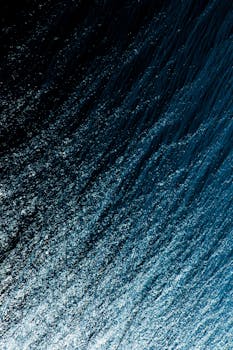 迷人的鸟瞰图展示了海浪深蓝色的色调和纹理表面