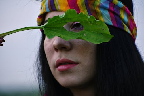 Free Woman Holding Green Leaf Stock Photo