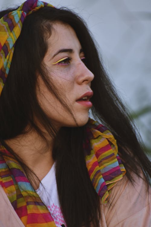 Woman Wearing A Colorful Scarf