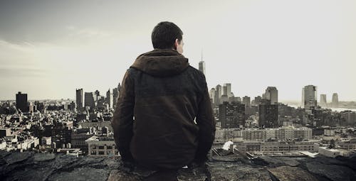 Man Wearing Black Hoodie