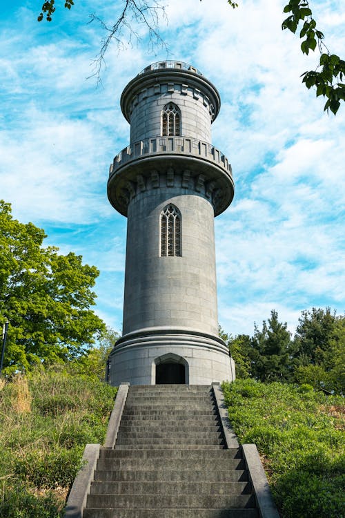 A tall tower with steps leading up to it